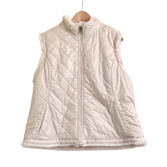 Nicole Miller Originals Faux Fur Reversible Vest XXL Ivory/Off White  PLUS - Picture 5 of 8
